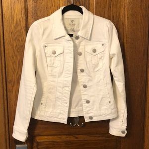 Guess, size small, white jean jacket